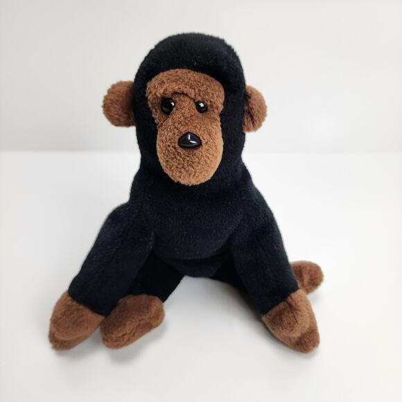 Ty Beanie Babies 1996 Congo the Gorilla Beanbag Plush Black Brown 6" Without Tag - Picture 1 of 8